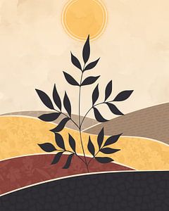 Baum und Felder in der Sonne abstrakte Landschaft