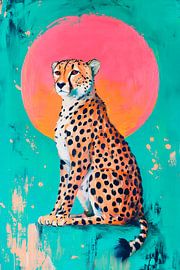 Lion in front of colour circle - Abstract and vivid by Poster Art Shop