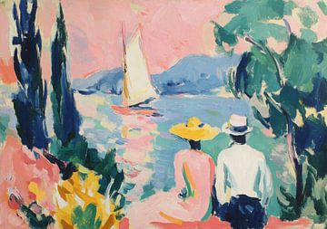 Doux voilier dans une lumière pastel