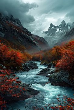 Dromerige herfstidylle van de bergen van fernlichtsicht