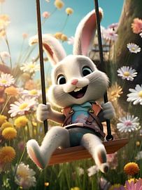 Vrolijk konijn voor kinderkamer