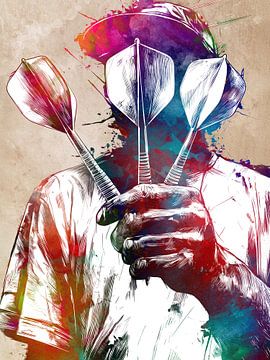 Joueur de fléchettes art sportif #fléchettes