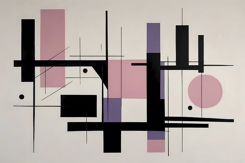 Minimalistische Abstractie in Zwart en Pastel van Art & Soul Creations
