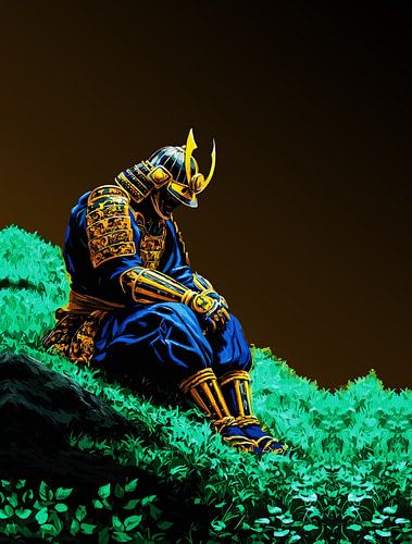 Samurai krijger in gouden harnas - Epische Japanse muurkunst