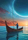 boat in the ocean with a view of outer space by Randy Barbara thumbnail