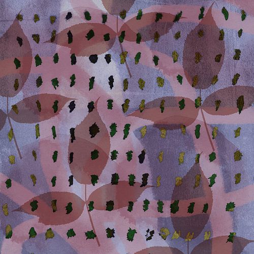 Abstract botanisch. Bruine bladeren op lila en roze.