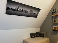 Klantfoto: CHICAGO Skyline Panoramic bw van Melanie Viola, op canvas