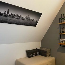 Customer photo: CHICAGO Skyline Panoramic bw by Melanie Viola, on canvas