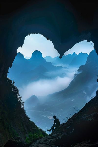 Heart-shaped cave with mountain views by Poster Art Shop