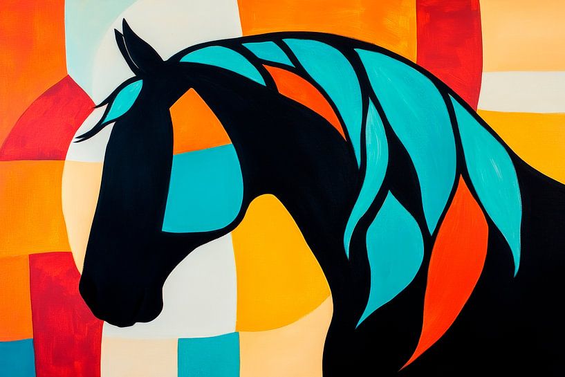Coloured horse silhouette in abstract style by Poster Art Shop