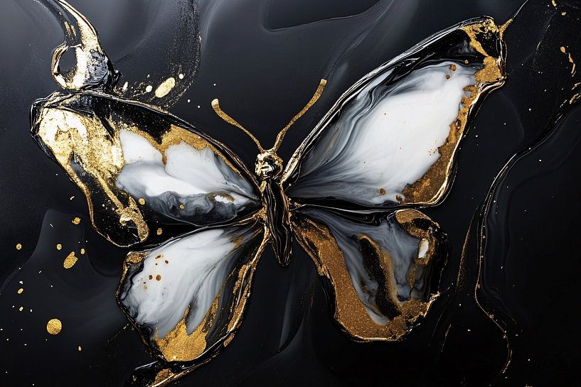 Gouden vlinder op zwarte achtergrond van Art & Soul Creations