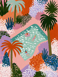 Tropical Pool from Above – Colourful Summer Art