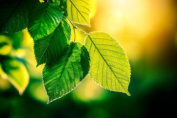 Groene bladeren in het zonlicht van Poster Art Shop