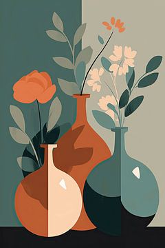 Abstract Botanical Art - Vase mit Blumen von Peter Balan