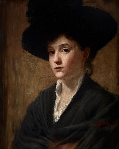 Suzanne, studie van een vrouw met hoed