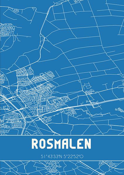 Blueprint | Map | Rosmalen (North Brabant) by Prints of Place
