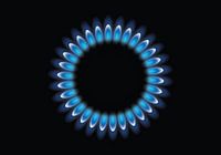 Gas burner with blue flame, gas flame