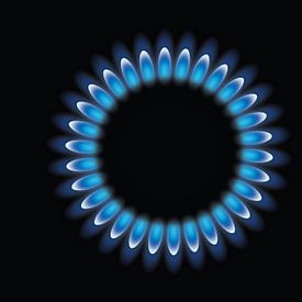 Brûleur à gaz avec une flamme bleue, flamme de gaz sur Mark Rademaker