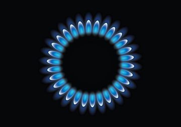 Brûleur à gaz avec une flamme bleue, flamme de gaz