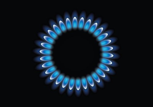 Gasbrenner mit blauen Flamme, Gasflamme