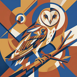 Constructivist Barn Owl on Perch