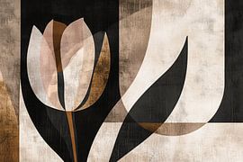 Minimalistische Sepia Tulip in Art Deco Stijl van Art & Soul Creations