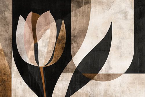 Minimalistische Sepia Tulip in Art Deco Stijl