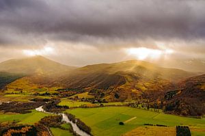View over the Tummel river valley in the Scottish Highlands