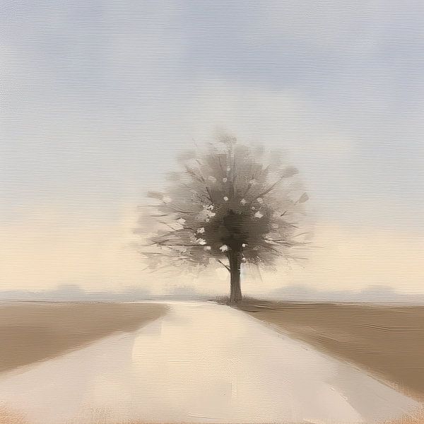 Beige Painting Serenade of Serenity | Horizon by Eye catching paintings
