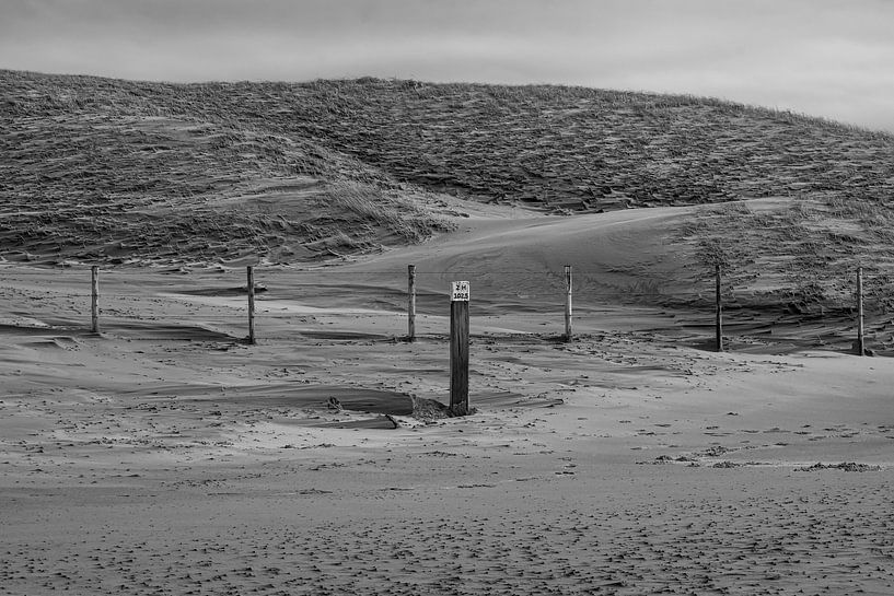 Strandpaal in de wind (Oostvoorne) van Sander de jong