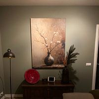 Klantfoto: Bruin | Japandi Bloem | Bruin van Kunst Kriebels, als ArtFrame