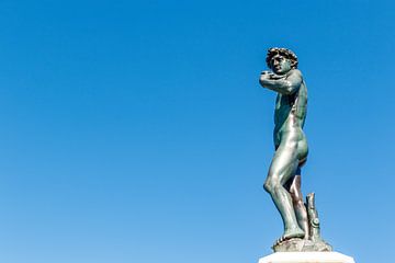 Bronzen standbeeld (replica) van David gemaakt door Michelangelo in Florence, Italië van WorldWidePhotoWeb