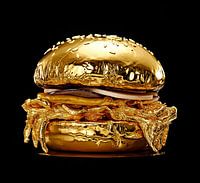 Hamburger in glänzendem Gold