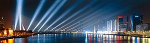 Panorama New Year celebration Erasmus bridge