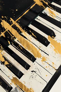 Abstract expressie op piano met goud van Imperial Art House