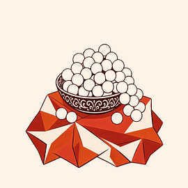 Grapes in a decorated bowl on an off-white background by Studio Pronk.