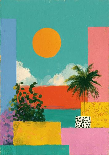 Abstract sun with plants