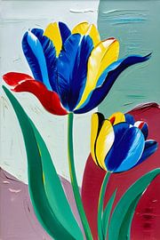 Colourful abstract tulips painting by Art & Soul Creations