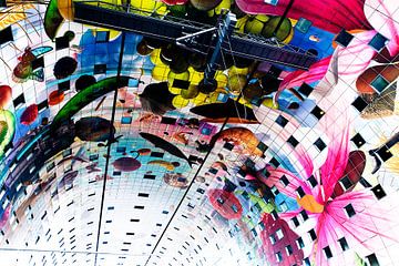 Beautiful, colourful ceiling of the Market Halls in Rotterdam by Marcia Kirkels