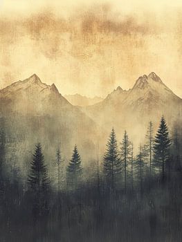 Abstrakte Berge mit Bäumen