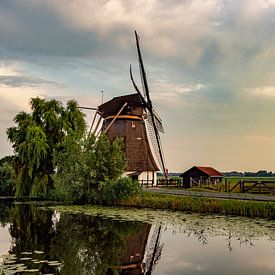 Mill in picturesque Dutch landscape by Mirjam Brozius