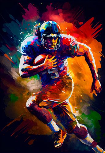 Impressionist painting of rugby player. Part 1