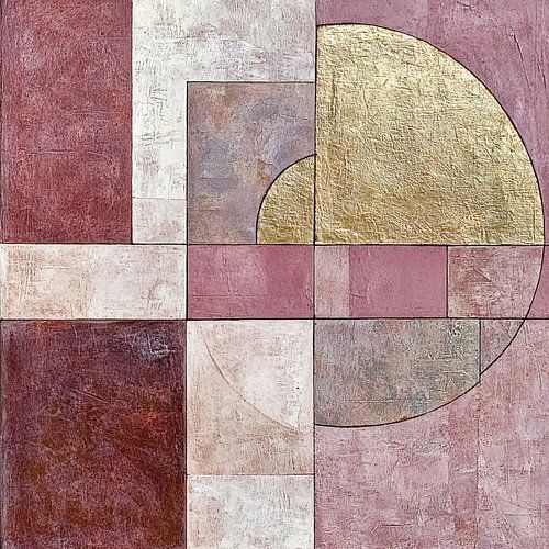 Géométrie dorée | Art abstrait tons de terre