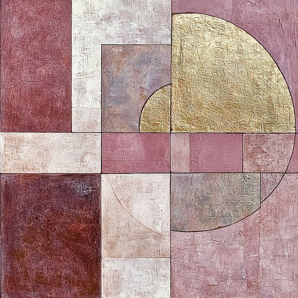 Gouden geometrie | Abstracte aardetinten kunst van Modern Collection