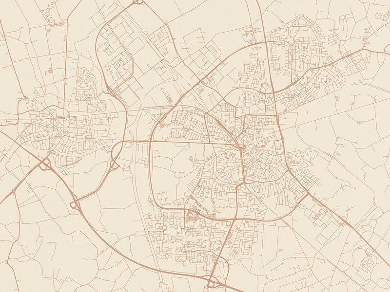Terracotta style map of Almelo by De Kaartenwinkel