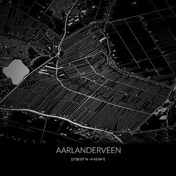 Carte en noir et blanc d'Aarlanderveen, Hollande méridionale. sur Rezona