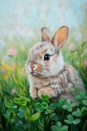 Niedliches Kaninchen in grüner Natur von Art & Soul Creations