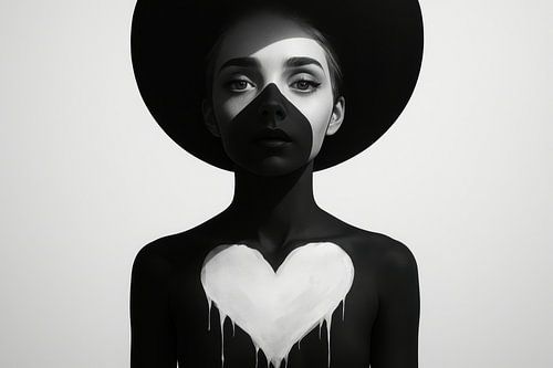 Schaduwportret met brede hoed