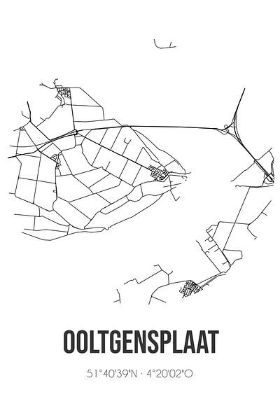 Ooltgensplaat (South Holland) | Map | Black and White by Prints of Place