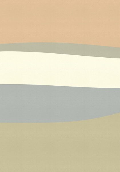 Abstract minimalist landscape in coral, grey, olive by Dina Dankers